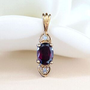Vintage Gio Lind Pendant 14K GF Garnet and Cubic Zirconia